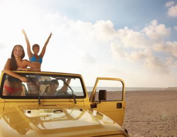 A group of friends on a jeep