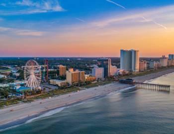 An aerial view of Broadway at the Beach