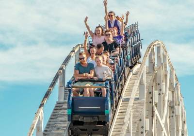 Family on a roller coaster