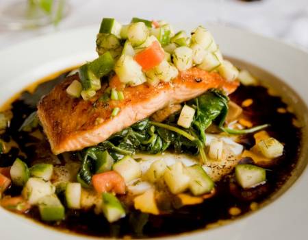 seafood dish at a restaurant