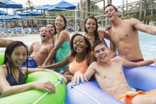 A group of teenagers at the waterpark