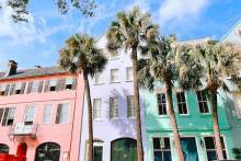 Colorful townhouses in Charleston, SC
