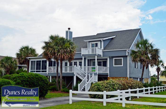 The exterior of a Garden City Beach vacation rental!